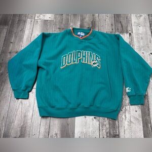 Vintage Miami Dolphins Starter Sweatshirt XXL Teal 90s  Embroidered NFL